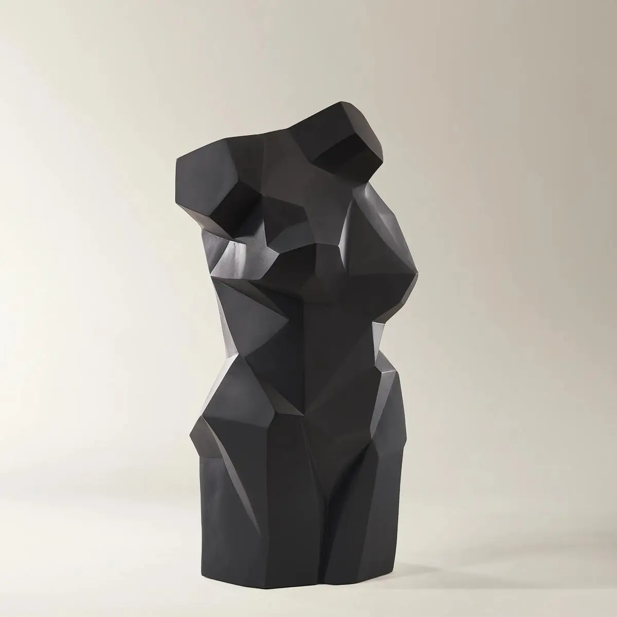 Z Gallerie Pose Object - Modern Matte Black Resin Sculpture with Faceted Design for Entryways & Shelves 11.75"W x 6.75"D x 19.75"H