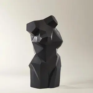 Z Gallerie Pose Object Modern Matte Black Resin Art Figurine - Faceted Design Home Decor Sculpture for Entryways, Shelves - 11.75"W x 6.75"D x 19.75"H