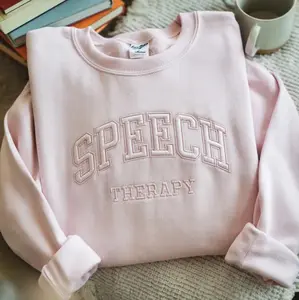 Embroidered Speech Therapy Tone on Tone Sweater, Hoodie, Special Education Tee, Speech Therapist Top, Teacher Appreciation Unisex Streetwear