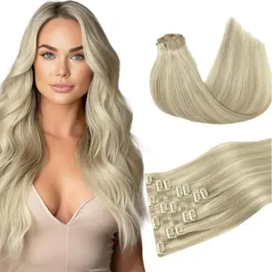 Doores 100g Seamless Clip In Hair Extensions Remy Human Hair Extensions Natural Straight Beginner Friendly Comfortable- Skin Weft PU Clip in Hair Extensions#Summervibes