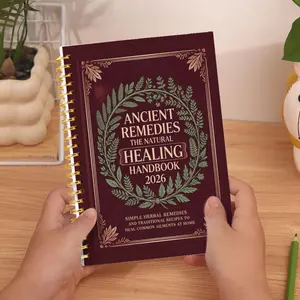 A medicinal herb spiral notebook, Spiral bound notepad, entry-level planner, Workbook. Inner pages present core medicinal uses and plant overviews, with ample space for herbal study journal