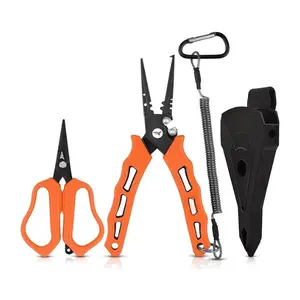 Fishing Pliers and Braid Scissors Set, Saltwater Resistant Fishing Tool Kit, Line Cutter & Hook Remover for Freshwater Saltwater Fishing Gear
