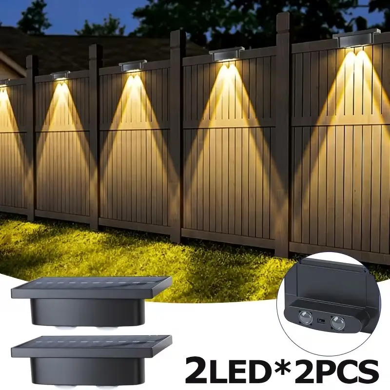 Solar Fence Light, Solar Illuminated Outdoor Wall Lamp, Pathway Lighting for Commercial Places, Walls, Stairs, Patios, Walkways, Steps, Rechargeable Wall Light, Solar Outdoor Lights
