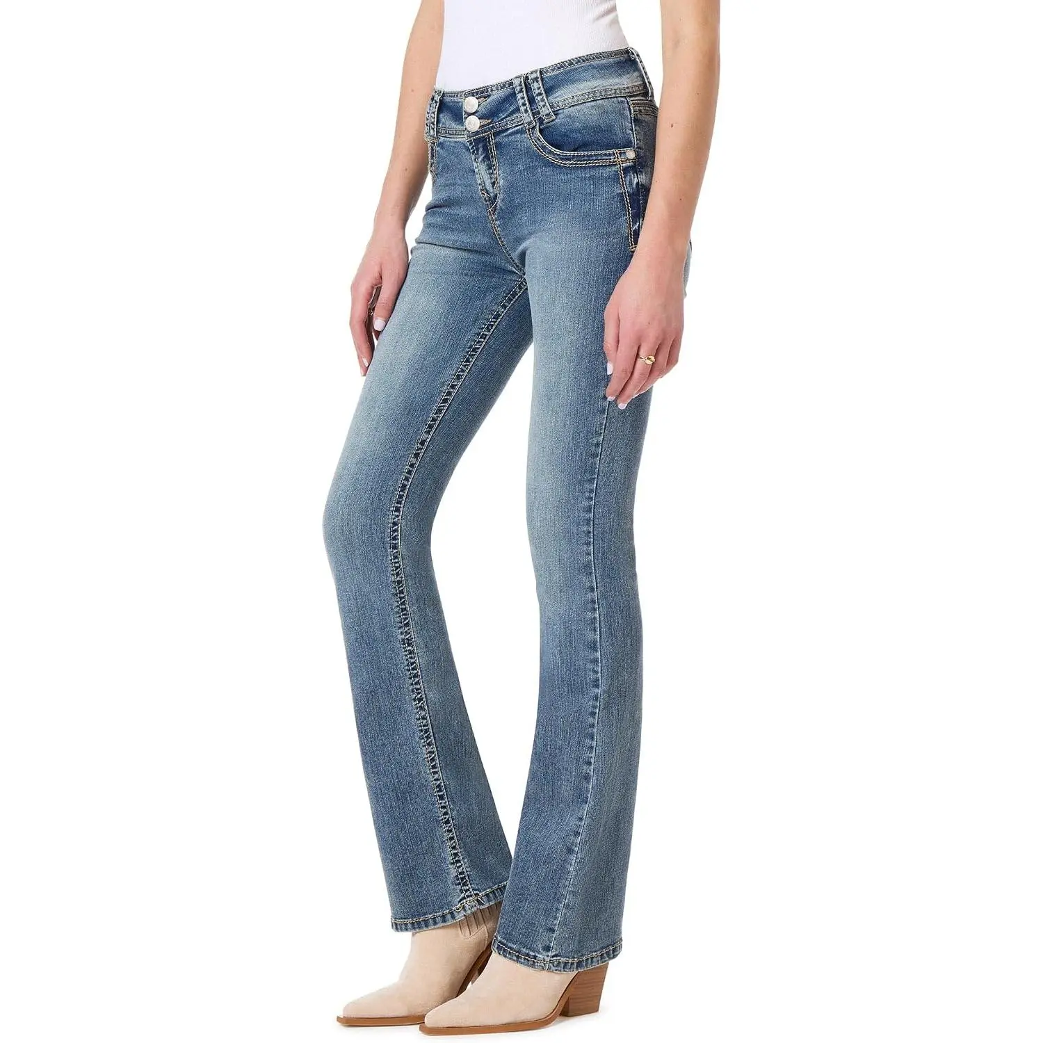 WallFlower Luscious Curvy Bootcut Jeans for Women, Mid-Rise Insta Stretch Denim, Size-Inclusive Juniors Jeans