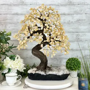 20" Tall Citrine Gemstone Tree on an Amethyst Base, 540 gems #5406CI-019