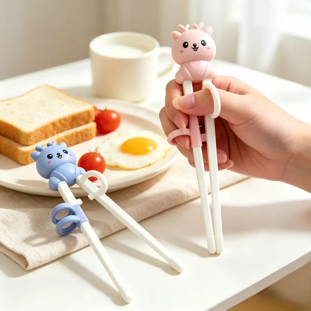 1PC Cartoon Deer Training Chopsticks, Ergonomic Learning Chopsticks, Reusable Helper Chopsticks, Portable Tableware for Beginner, Non-Slip Practice Chopsticks