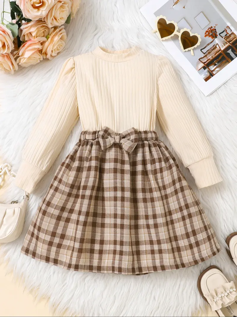 Plaid bow dress - TikTok Shop