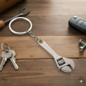Heavy Metal Mechanic Keychain, Industrial Style Tool Key Ring, Automotive Repair Accessory, Creative Wrench Design Metal Key Fob
