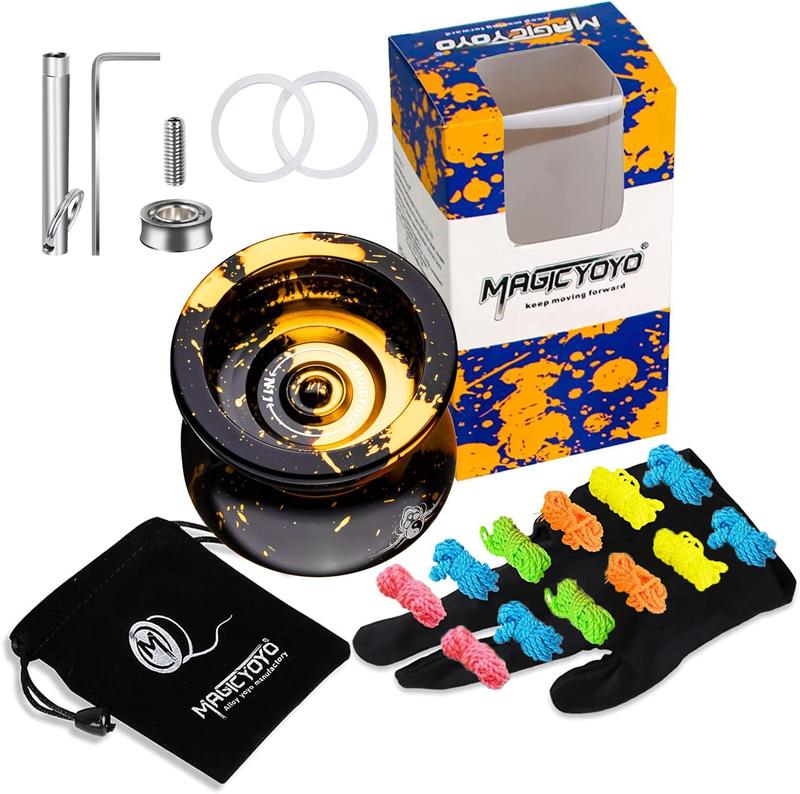 MAGICYOYO Dual Purpose Yoyo- Responsive Yoyo N11 & Unresponsive Yoyo Alloy YoYo with Yoyo Glove + Bag + Unresponsive Bearing Kit + 12 Yoyo Strings