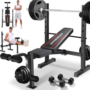 OPPSDECOR 900LBS Adjustable Weight Bench Press with Leg Extension and Preacher