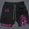 Majin Buu Print 2 in 1 Drawstring Waist Shorts, Quick Dry Swim Trunks, Casual Athletic Sport Shorts for Summer Workout Activewear