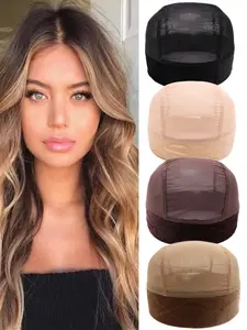 1pc Breathable Wig Cap for Women, Adjustable Headband, Glue-Free Non-Slip, Elastic Mesh Wig Holder, Lace Front Wigs, Chocolate, Wig Grip Cap
