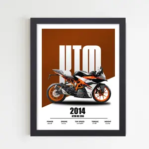 KTM Bike Framed Poster, Bike Posters for Wall, wall decor, room decor, decoration A4 Superbikes Sports Bike Decor for Home or Garage Home Office Motorcycle Wall Art