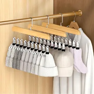 No More Messy Closets! Multi-Use Wooden Clip Hanger for Hats, Bras, Socks & Accessories - Fits Any Wardrobe Rod
