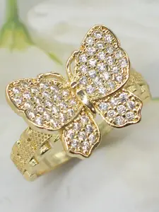 Women's Butterfly Shape Cubic Zirconia Ring, Dainty Ring, Elegant Jewelry Gift for Girlfriend/birthday, Perfect for Daily Wear/dating/prom/v-Day