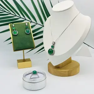 Natural Jade Boutique Green Jade Jewelry Set Green Jade Ring Earrings Necklace Vintage Noble Design Sense Gift for Women Holiday Gift