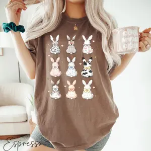 Coquette Easter Bunny Comfort Colors Shirt, Easter Teacher Shirt, Easter Basket Gifts for Kids, Easter Eggs Tshirt, Nurse Easter Day Shirts