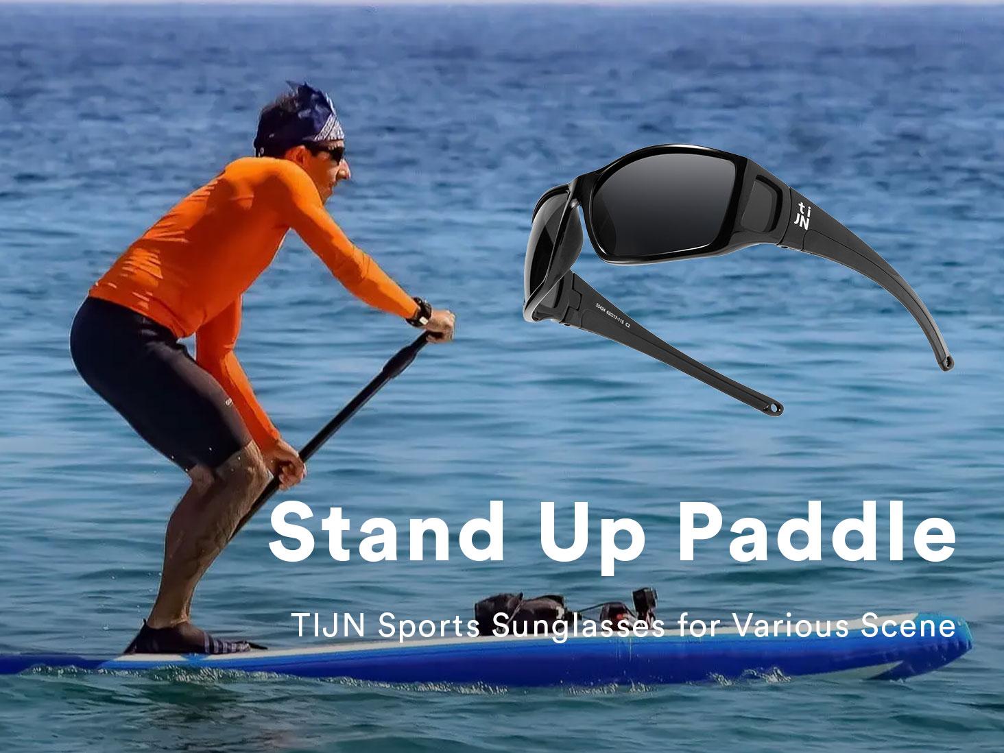 TIJN Polarized Wraparound Sunglasses for Men & Women-UV400 TR90 with Floating Strap for Skiing Snowboarding Winter Outdoors