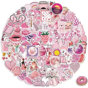 102 Pcs Cute Pink Stickers,Funny Preppy Stickers Waterproof Vinyl Gifts for Laptop, Water Bottle,Phone,Luggage,Unique Designed Pink Stickers for Teens Birthday Party Supplies Decoration