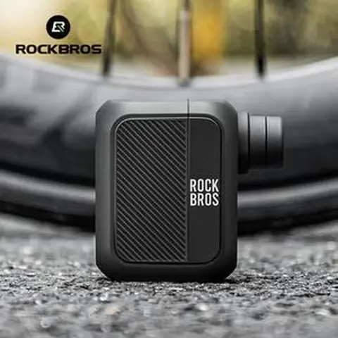 ROCKBROS Compact & Portable Electric Bicycle Air Pump - 100Psi High-Powered, Nylon Shell, 0.14lbs Lightweight AV/FV Inflator, 2.2*1.8*1.1 Inches, Ebike Accessories with LED Battery View, Fits Pocket for MTB Emergency Rides