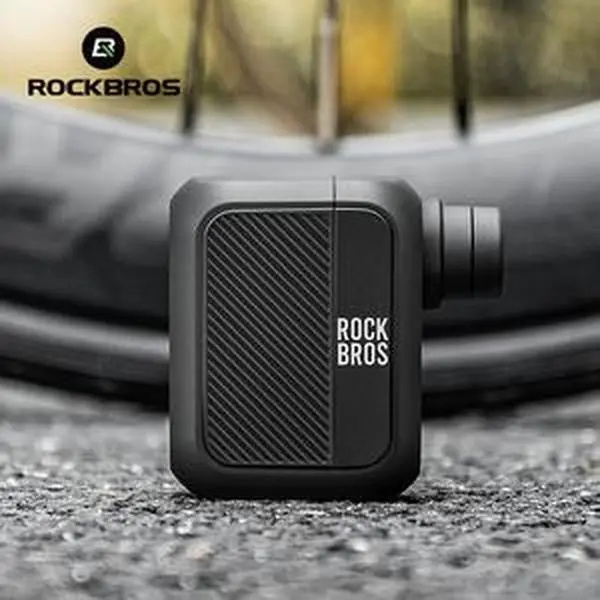 ROCKBROS Compact & Portable Electric Bicycle Air Pump - 100Psi High-Powered, Nylon Shell, 0.14lbs Lightweight AV/FV Inflator, 2.2*1.8*1.1 Inches, Ebike Accessories with LED Battery View, Fits Pocket for MTB Emergency Rides