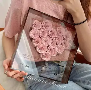 Love's CD Transparent Acrylic Flower Box - Elegant Flower Arrangement for Home Decor