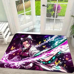 Demon Slayer Kimetsu no Yaiba Floor Mat Flannel Rug Ultra Soft, High Water Absorbent & Hypoallergenic, Machine Washable HD Custom Printed Non-Slip Floor Mat for Bathroom, Kitchen Bedroom
