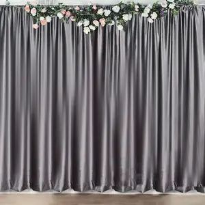 Crushed Velvet Backdrop Curtain – Charcoal Gray 8ft x 8ft Event Drape with Rod Pocket, Privacy Panel for Photo Booths & Events