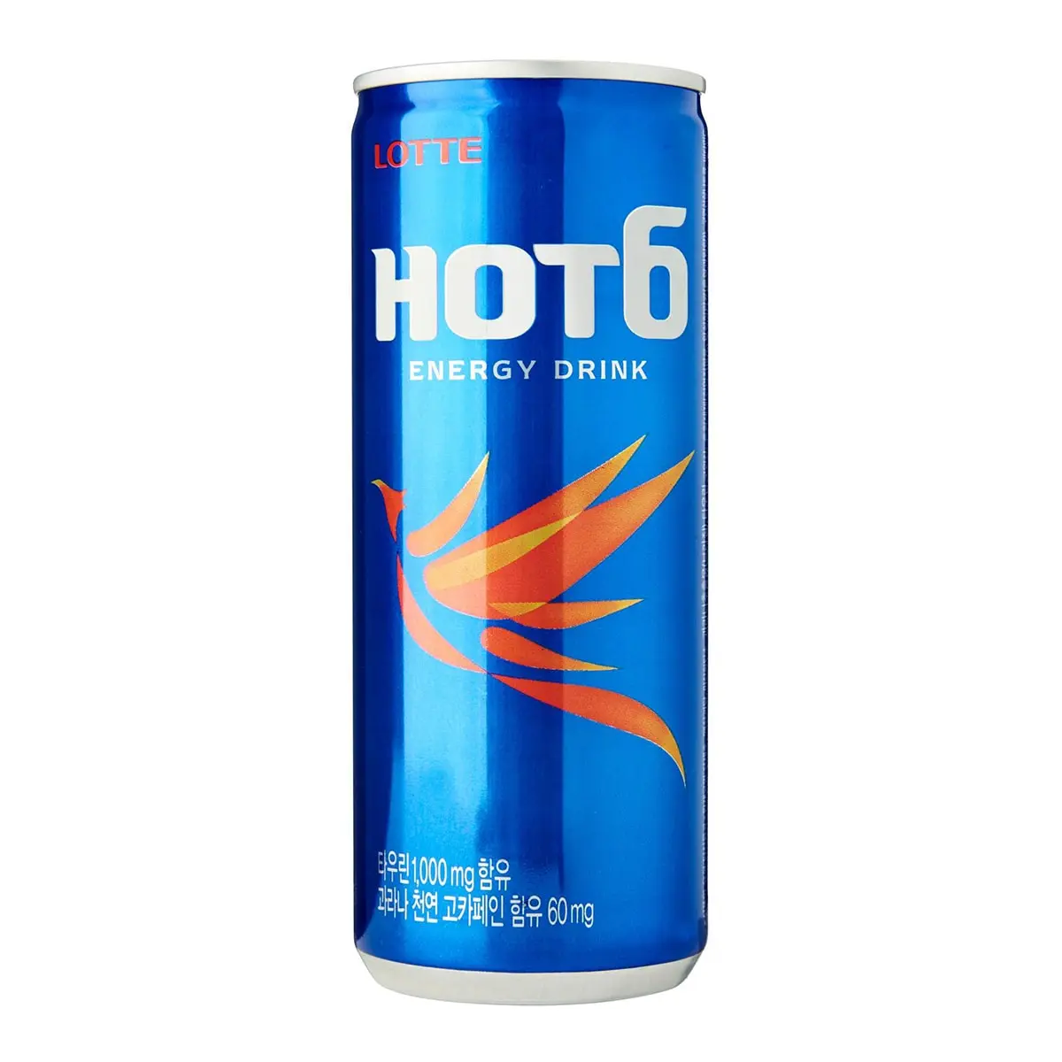 LOTTE HOT6 Energy Drink 250ml - Korean Performance Booster, Refreshing Citrus Flavor, Fast Vitality Replenishment
