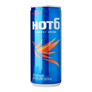 LOTTE HOT6 Energy Drink 250ml - Korean Performance Booster, Refreshing Citrus Flavor, Fast Vitality Replenishment