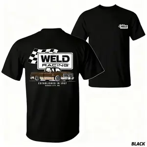 Retro C10 Truck Men’s T-Shirt, Weld Racing Inspired Graphic Tee, Double-Sided Print, Casual Streetwear Cotton Top, Ideal Gift for Dad & Car Enthusiasts