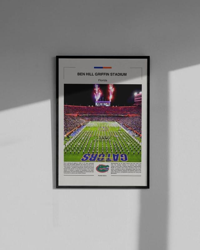 Ben Hill Griffin Stadium Poster, Florida Gators Wall Art, Gators Print, NCAA Poster, Collage Football Wall Art, Gift For Football Fan. NO FRAMED