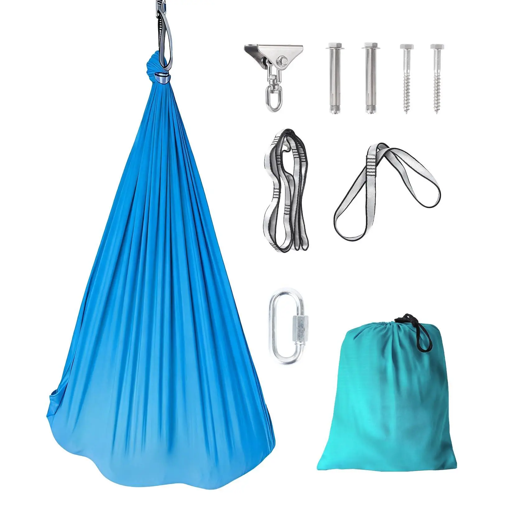 GARVEE Sensory Swing for Kids & Adults, Indoor Sensory Swing for Hug Like Calming Effect, Double Layered Soft Fabric and Heavy Duty Hardware, Blue