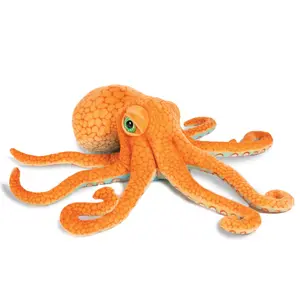 Real Planet™ Orange Octopus Realistic Plush Stuffed Animal