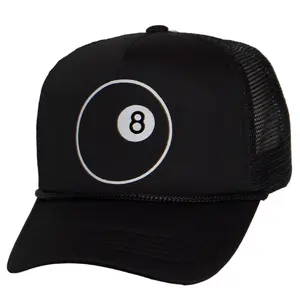 8-Ball Trucker Hat – Black Mesh Snapback Cap for Men & Women