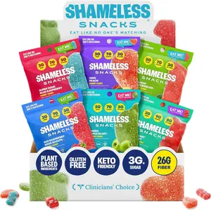 Shameless Snacks Sour Candy & Fruit Snacks - Gummy Candy Variety Pack, Keto Snacks, Sour Gummy Worms & Gummy Bears in Bulk, 3g Sugar Gluten Free Vegan for Kids & Adults