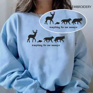 Embroidered Anything For Our Moony sweatshirt, Harry Fandom Unisex Sweatshirt, Marauders Embroidered Sweatshirt, Wizard Book Gift Crewneck, Wizard Sweater