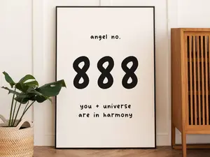 888 Angel Number Poster Print, Minimal Wall Art Print, Manifestation Spiritual Poster, Alignment Retro Hand Drawn Poster Prints No Framed, Gifts For Her, Art Prints, Wall Art Home Decor, Big Wall Art