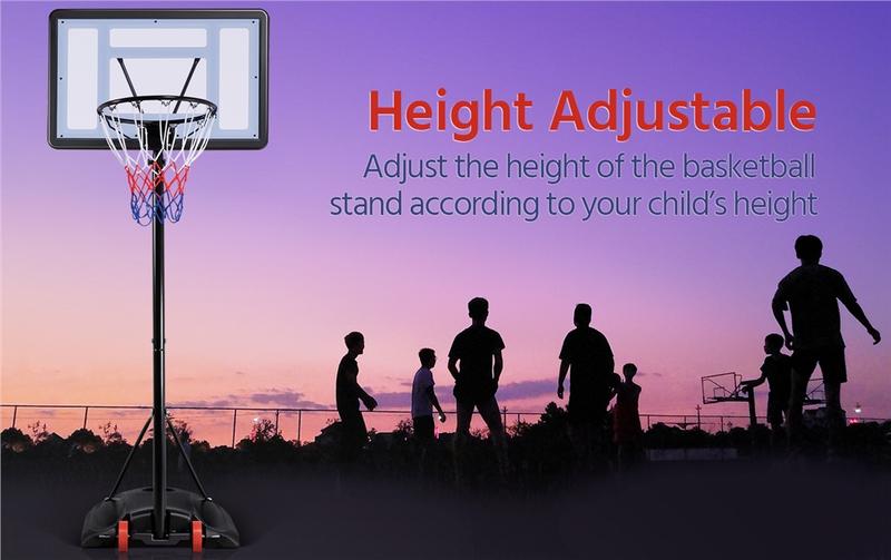 Yaheetech Basketball Hoop, 7.2-9.2FT Adjustable Height, Portable Basketball Goal with Wheels 32" Backboard for Youth Outdoor Indoor