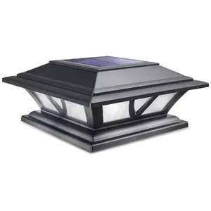 SIEDiNLAR Solar Post Lights Outdoor, 2 Modes LED Deck Fence Cap Light for 4x4 5x5 6x6 Posts Patio Garden Decoration Warm White/Cool White Lighting Black (1 Pack)