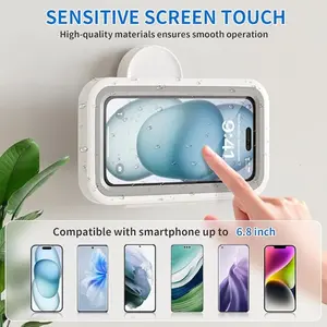 360° Rotating Waterproof Phone Box, Bathroom Shower Kitchen Wall Mount Lazy Holder, Suction Cup Stand, Durable & Convenient Design