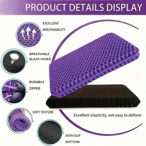 Ergonomic Gel Seat Cushion - Non-Slip "Egg Shape" Support Pad for Office Chair & Car, Instant Sciatica, Tailbone & Back Pain Relief, Breathable Padded Cushion