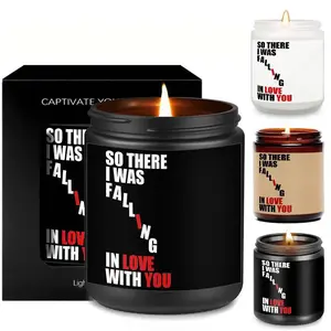 Lavender Scented Candle (1 Count), So There I Was Falling in Love with You Letter Pattern Candle, Gift for Couple, Home Decor Supplies