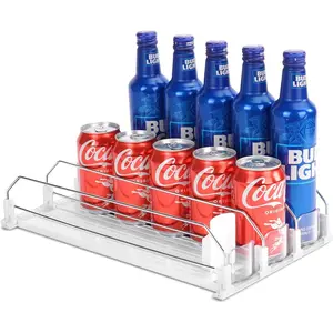 Automatic Soda Can Organizer Refrigerator Can Dispenser Already Assembled Self-Pushing Drink Holder for Fridge Storage Holds 15 Cans of 11.15oz 12oz 16oz 16.9oz Beer Soda Seltzer Pop