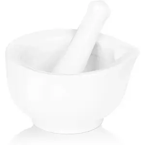 Free shipping/3p Porcelain Small Mortar and Pestle, Ceramic Herb Grinder Pill Crusher Set, 3.3 inch White