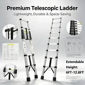 Telescoping Extension Ladder, Heavy-duty Metal Extension Ladder, 330 Lbs Load Capacity, EasyTo Install And Store, Multi-purpose Folding Telescopic Ladder, Can Be Used for Roof Repair, Household Moving And Outdoor Work