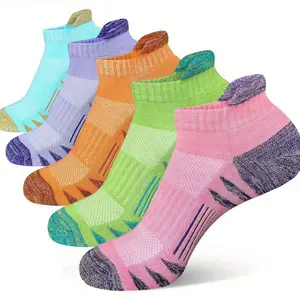5 Pairs Plus Size Men's and Women's Running Socks, Summer Mesh Breathable Short Socks, Suitable for Outdoor Sports and Ankle Running Thin, Comfortable and Breathable