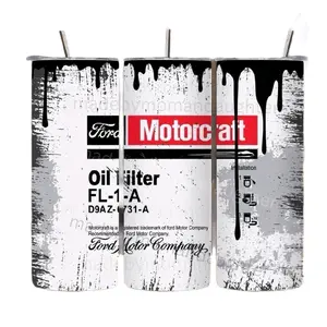 Motorcraft Oil Tumbler 20oz Stainless steel Bottle Drinkware Water Bottles Cup Mug Portable Bottled Washable Reusable Handmade Insulated Straw Lid