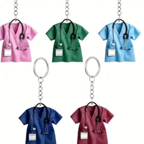 Nurse Life Acrylic Keychain – Blue Scrubs & Stethoscope Key Charms for Nurses, Medical Student Gift, Cute Hospital Badge Accessory Keyrings