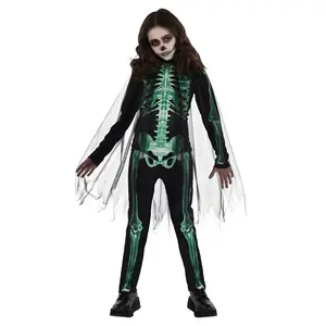 Girl's Glow Skeleton Reaper Costume